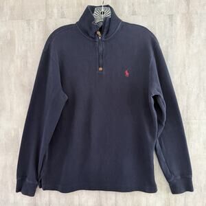 Polo Ralph Lauren Knit Sweater Men Sz Small Blue Classic 1/4 Zip Pullover Pony